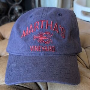 Martha's Vineyard Navy Cap with Red Embroidery And Lobster